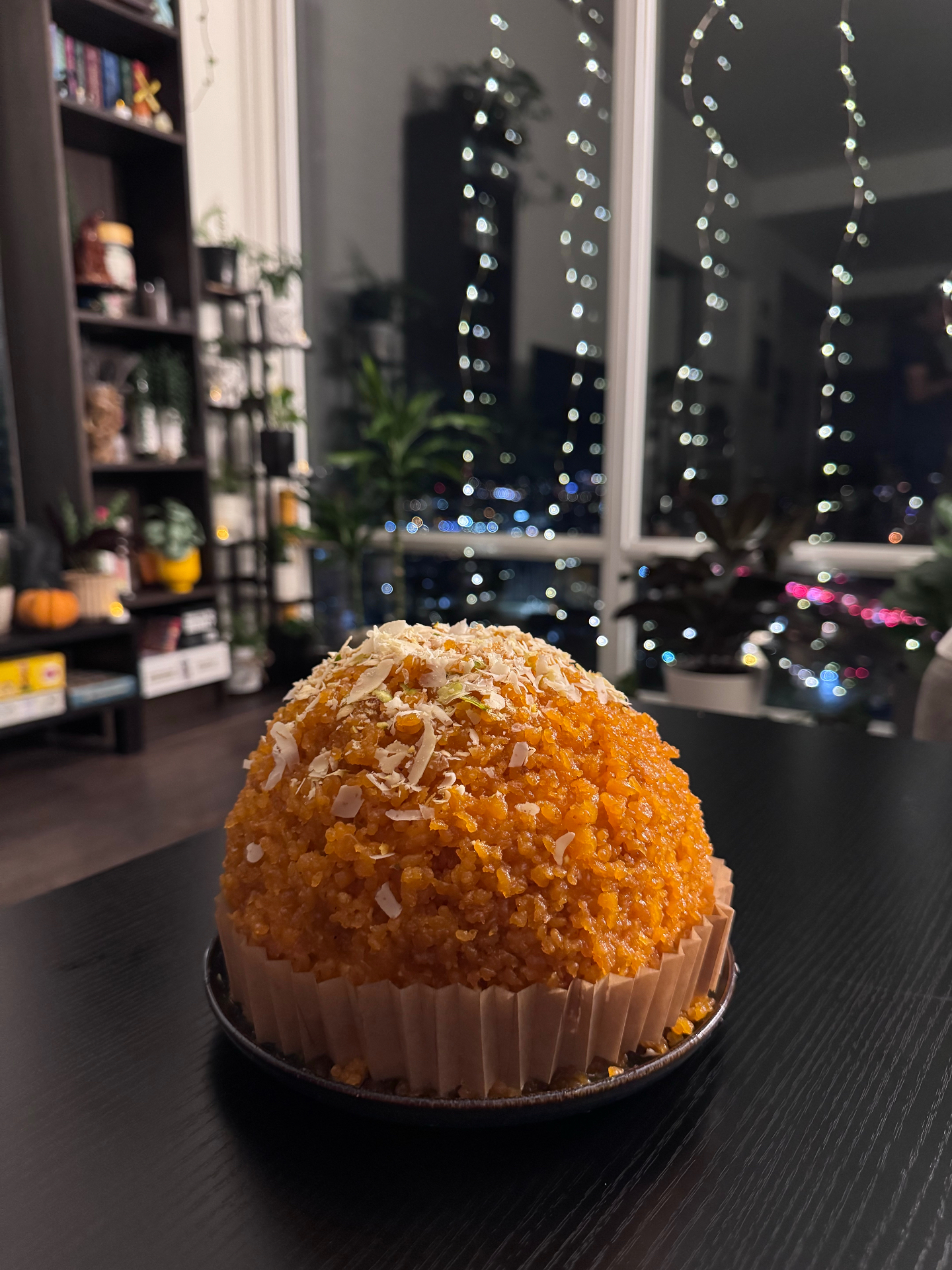 Giant boondi ladoo dome cake for Diwali