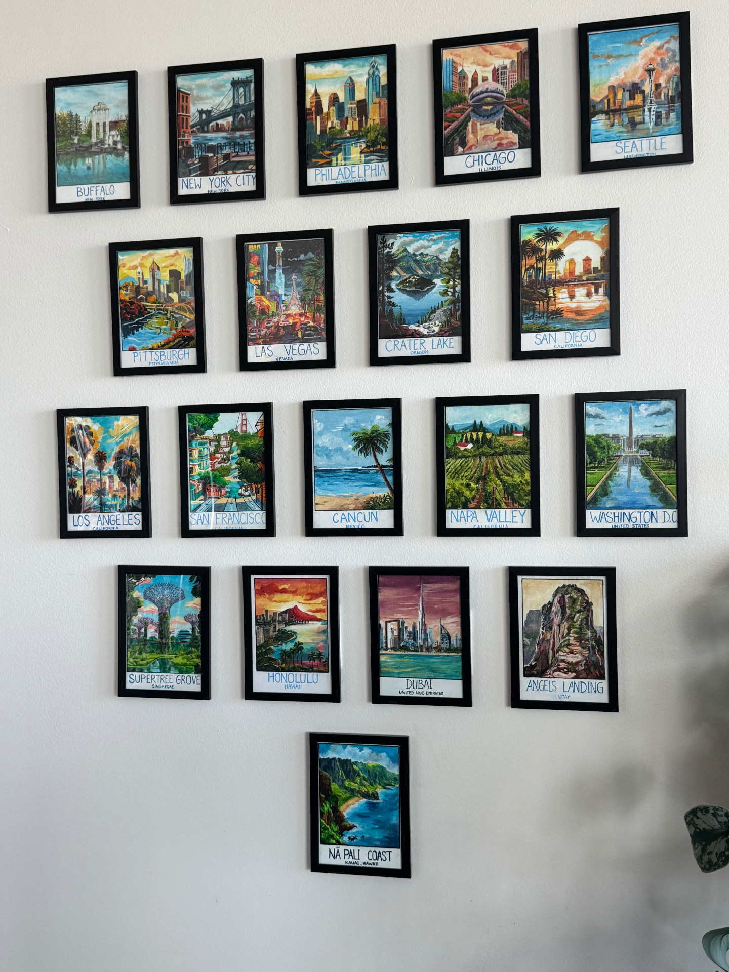 Travel poster wall — an ongoing series of places I've loved